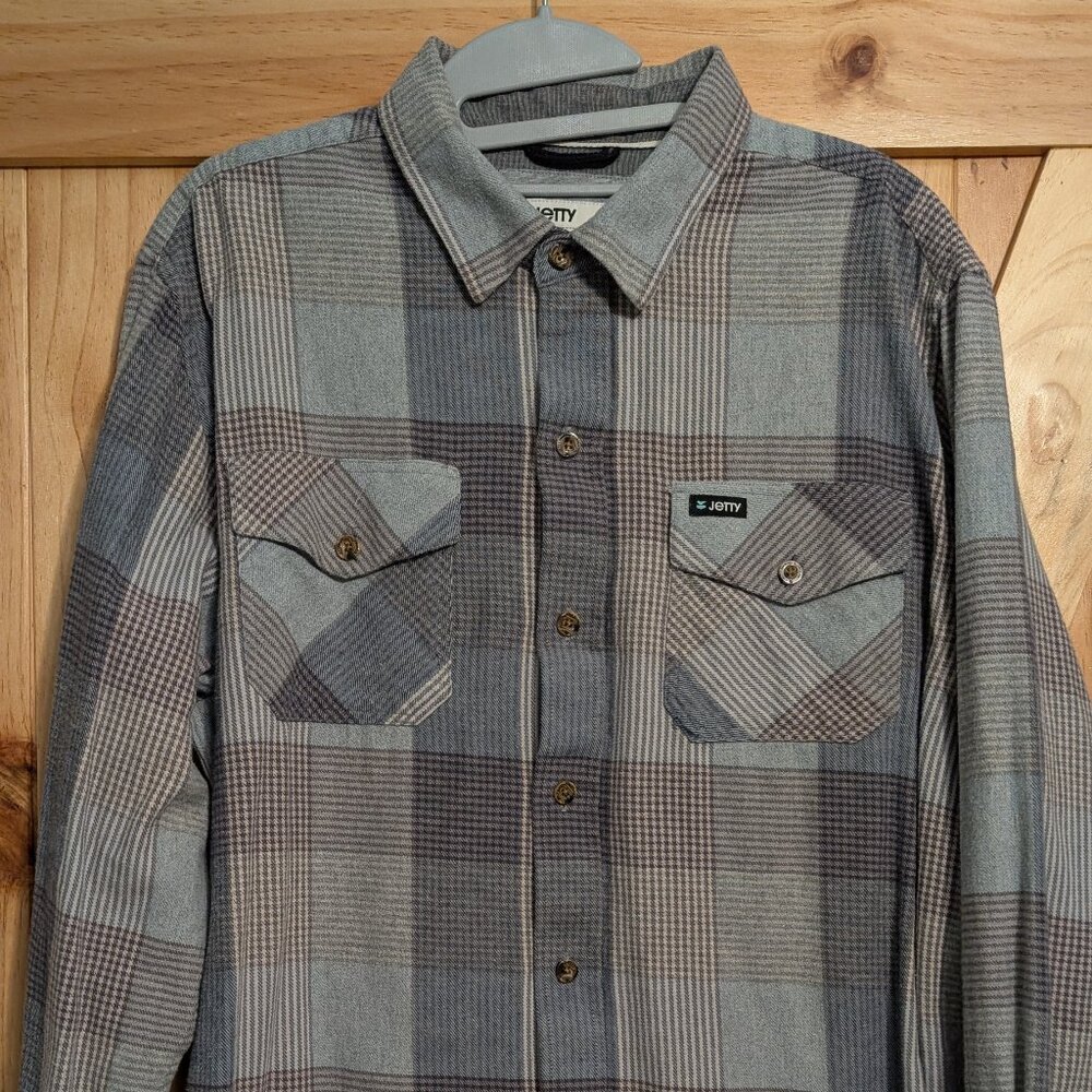 Jetty Button Up Shirt Flannel Outdoor 100% Cotton Large - DAMAGED